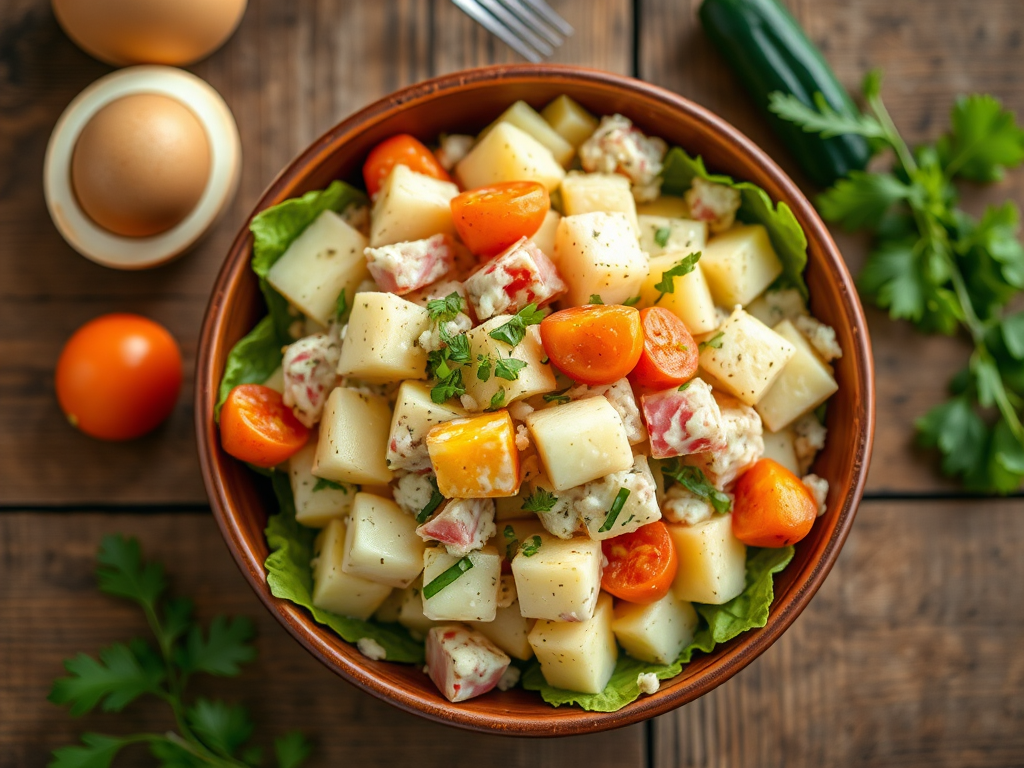 Картофельный салат для семьи с яйцом