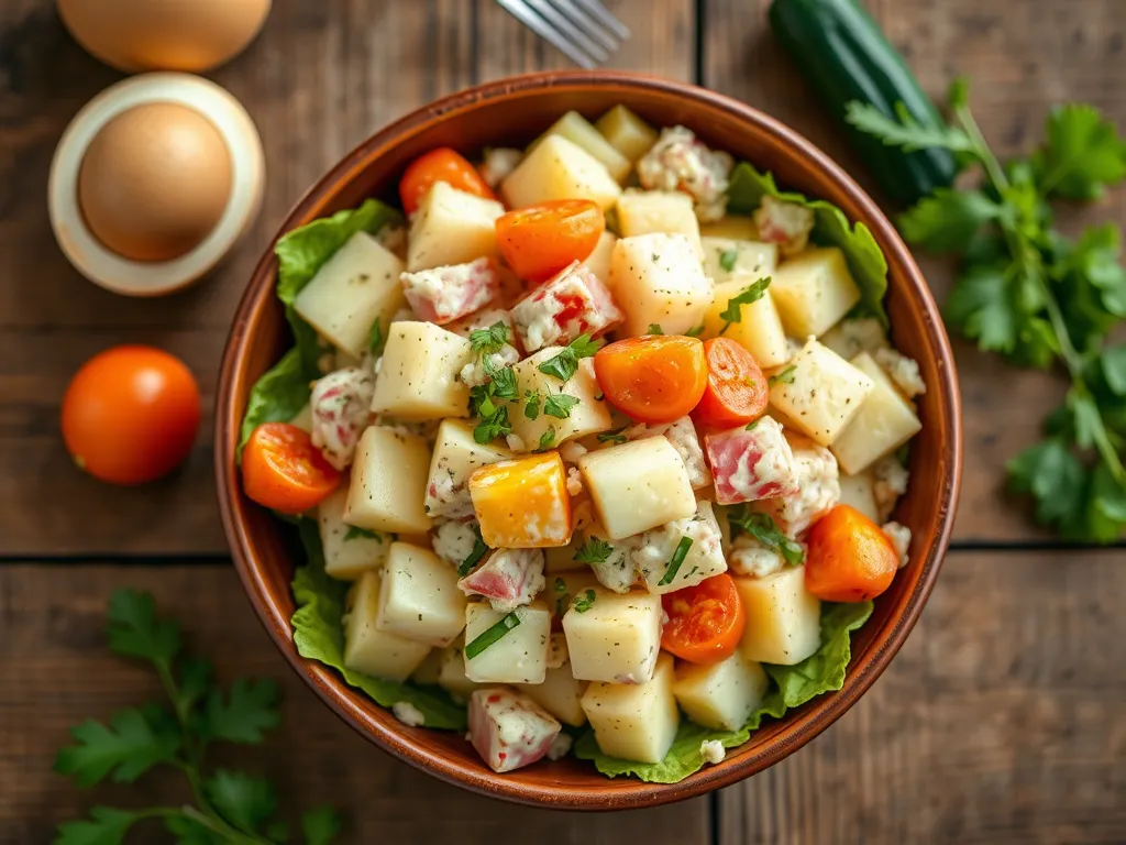 Картофельный салат для семьи с яйцом