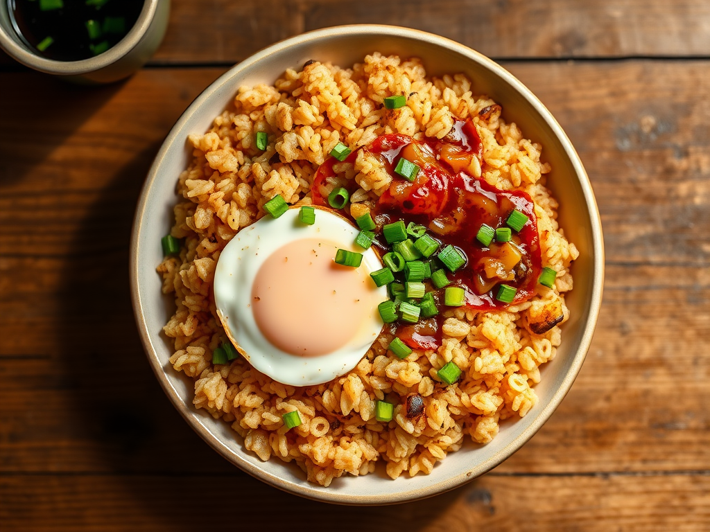 Жареный рис с лимоном с куриным филе