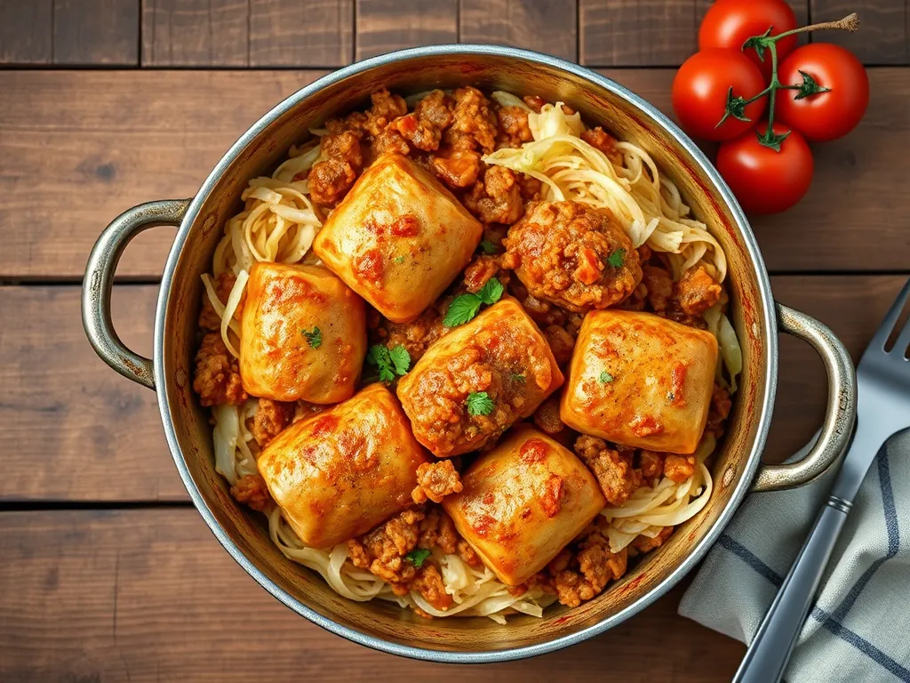 Ленивые голубцы картофельный вариант с куриным филе