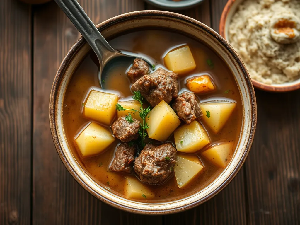 Тушёная картошка по-домашнему с куриным бедром