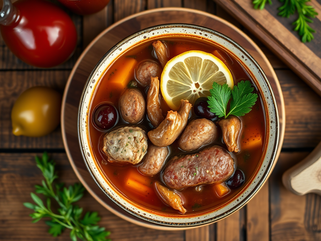 Солянка по-домашнему с тушёнкой