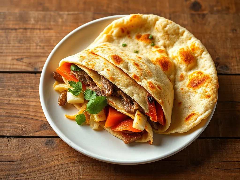 Лаваш с зеленью яркая версия и куриным филе