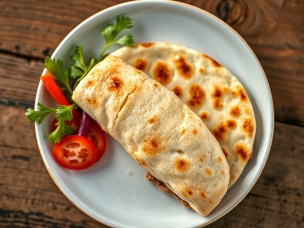 Лаваш с зеленью с зеленью и овощами