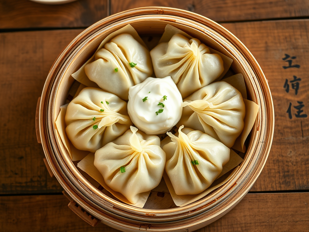 Манты с морковной базой с куриным филе