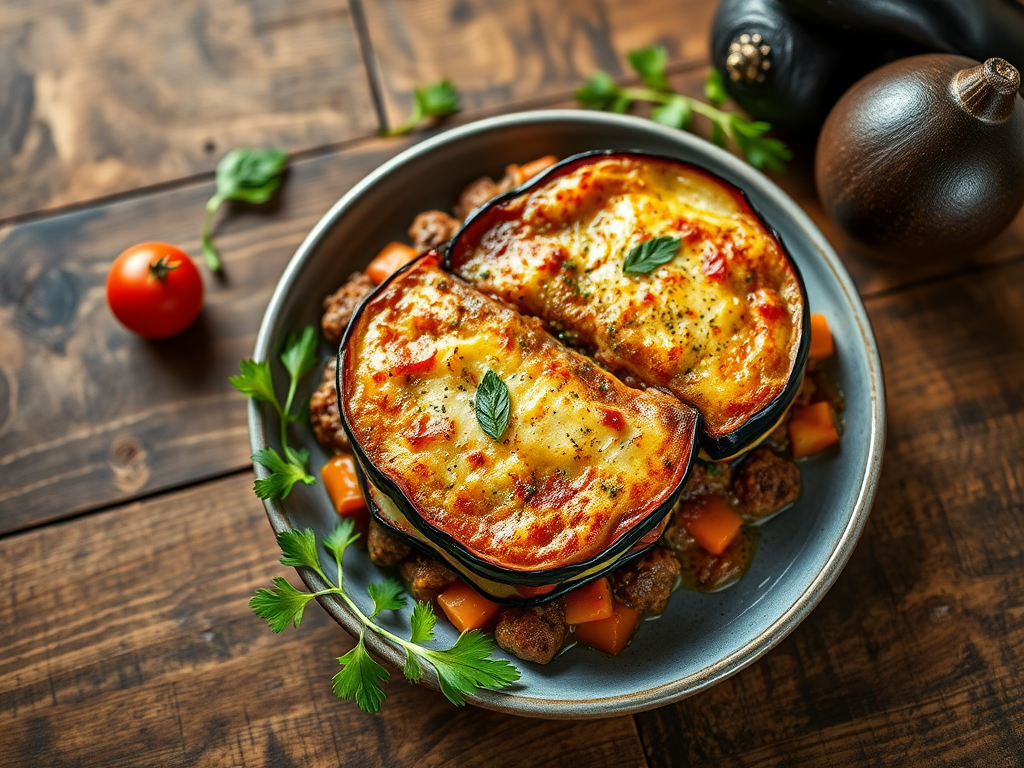 Мусака со сливочным акцентом с куриным филе