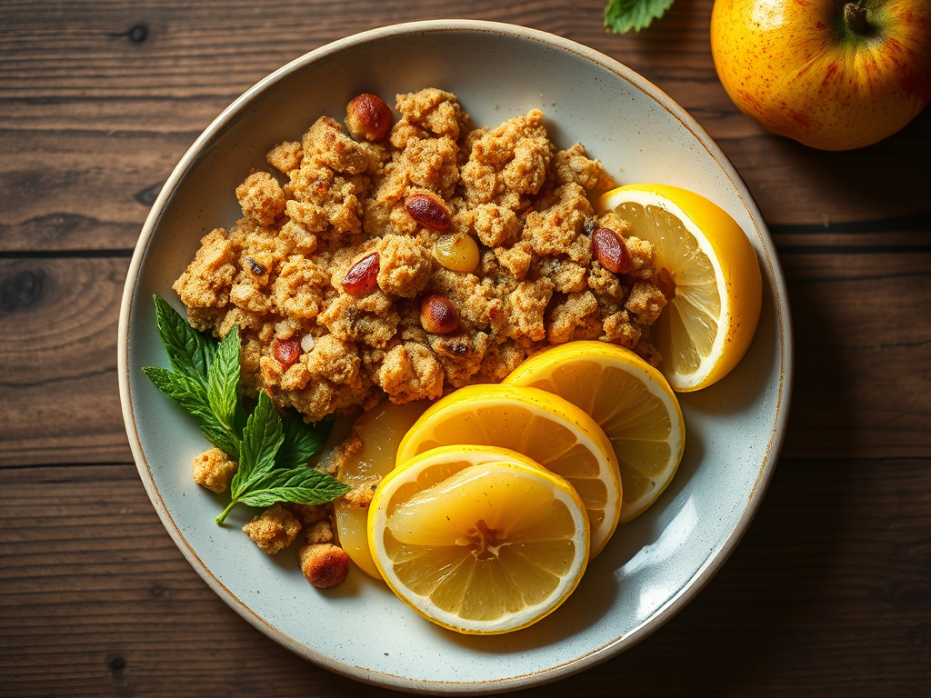 Крамбл с яблоком и лимоном