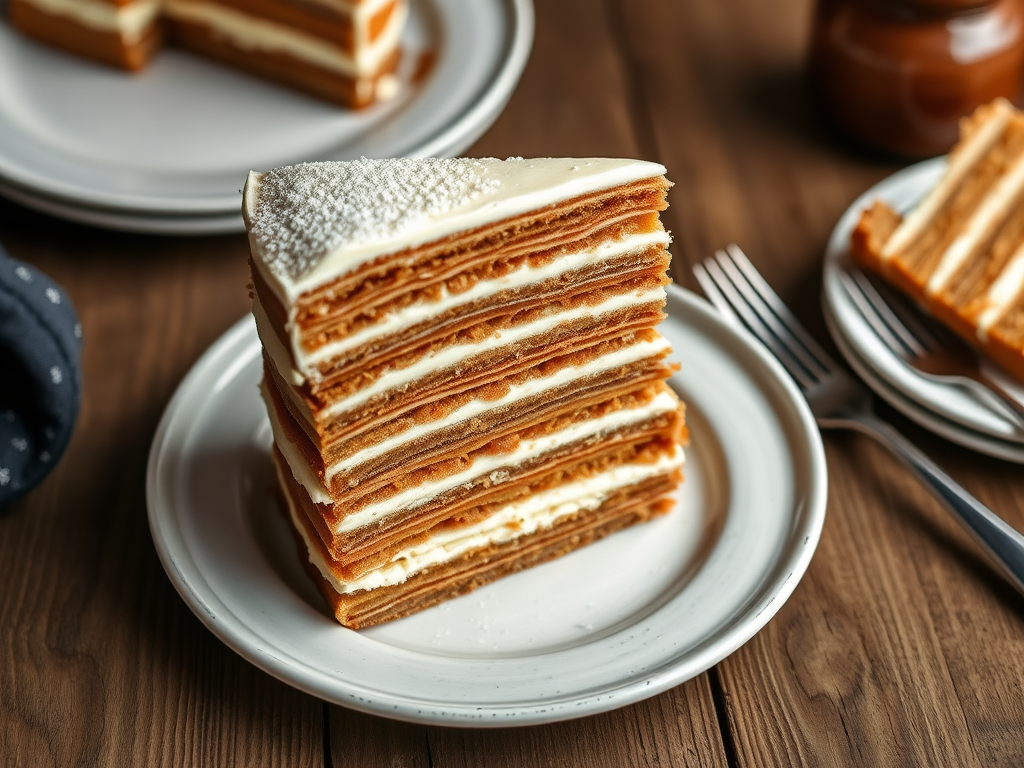 Медовый пирог с печеньем и мёдом