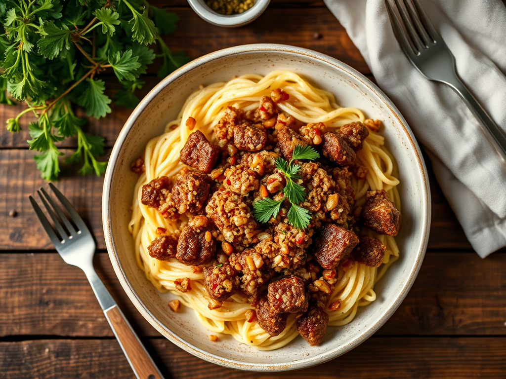 Говядина с гречкой с хрустящей крошкой