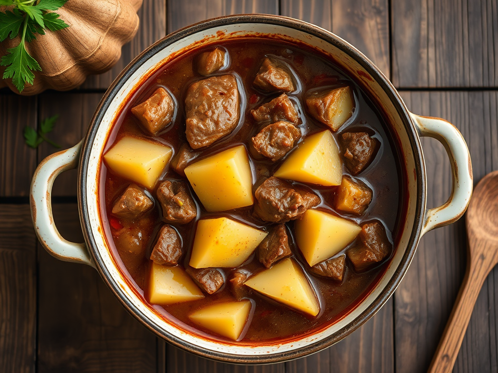 Говядина с картофелем с сыром