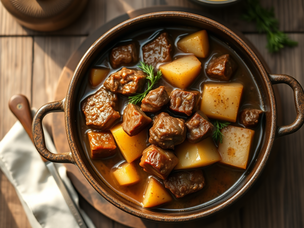 Говядина с картофелем с укропом