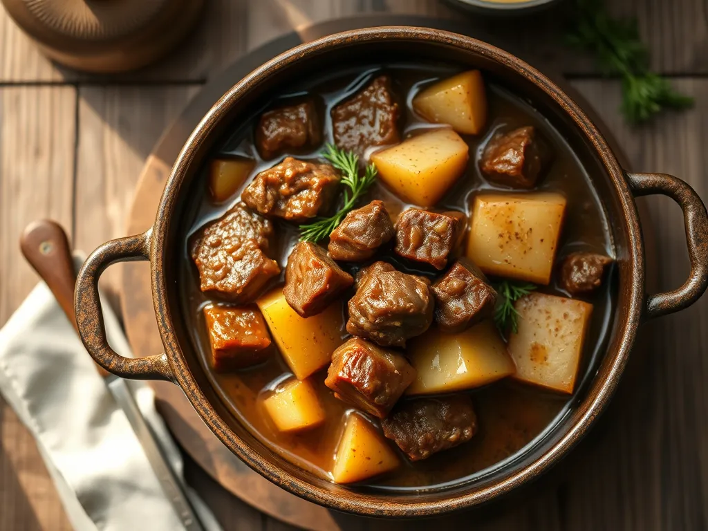 Говядина с картофелем с укропом