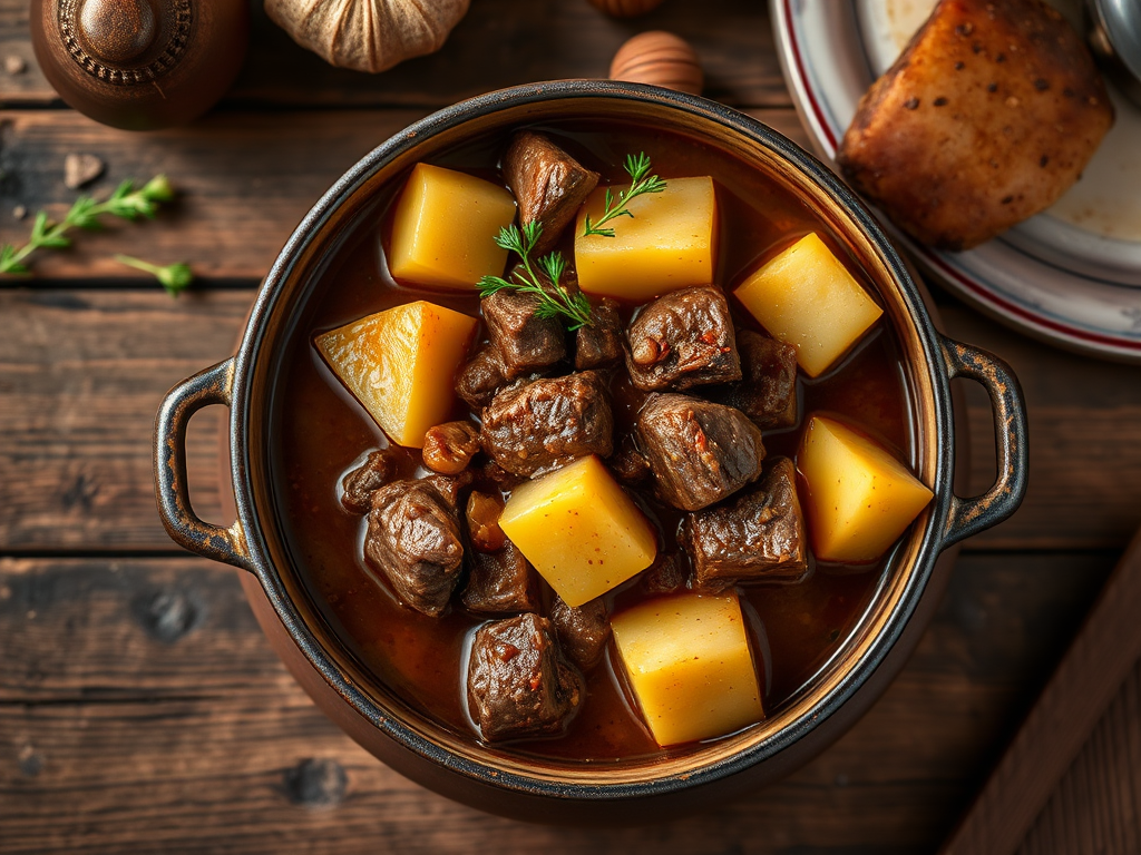 Говядина с картофелем с луком