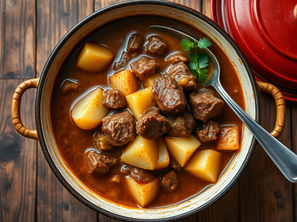 Говядина с картофелем с пармезаном