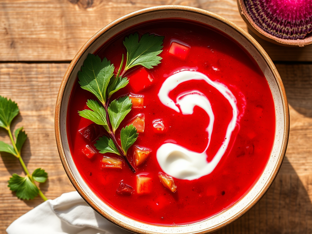 Борщ с укропом и сметаной