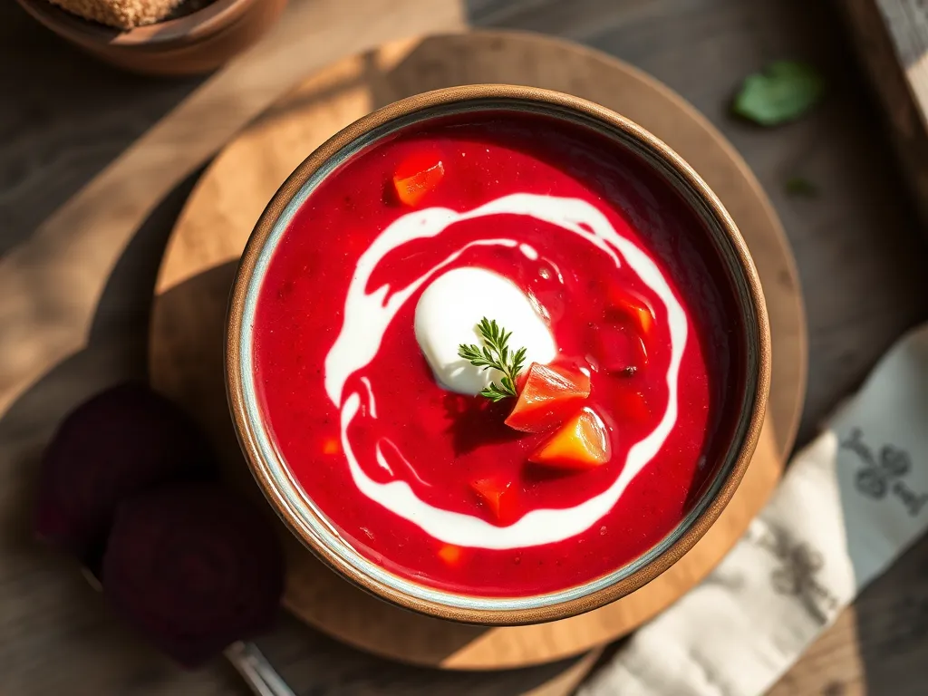 Борщ с чесноком и укропом