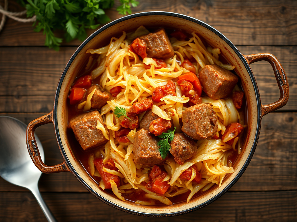 Капуста с мясом с морковью