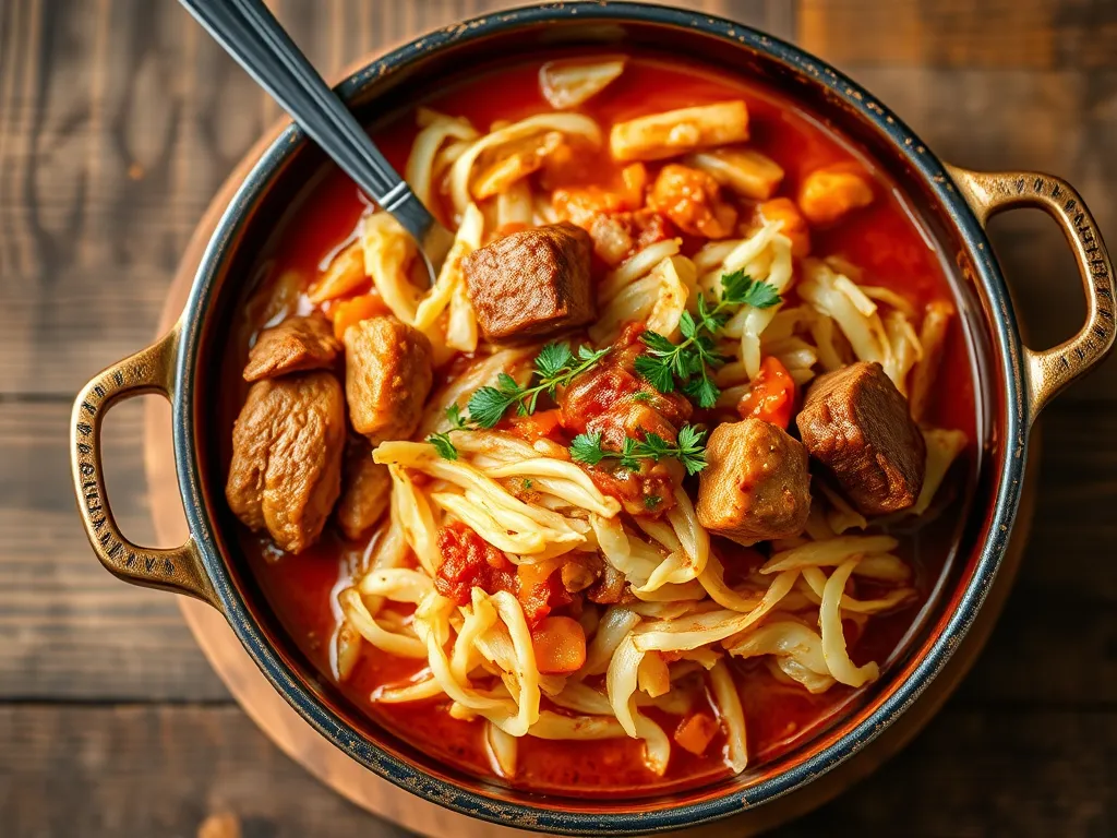 Капуста с мясом с укропом