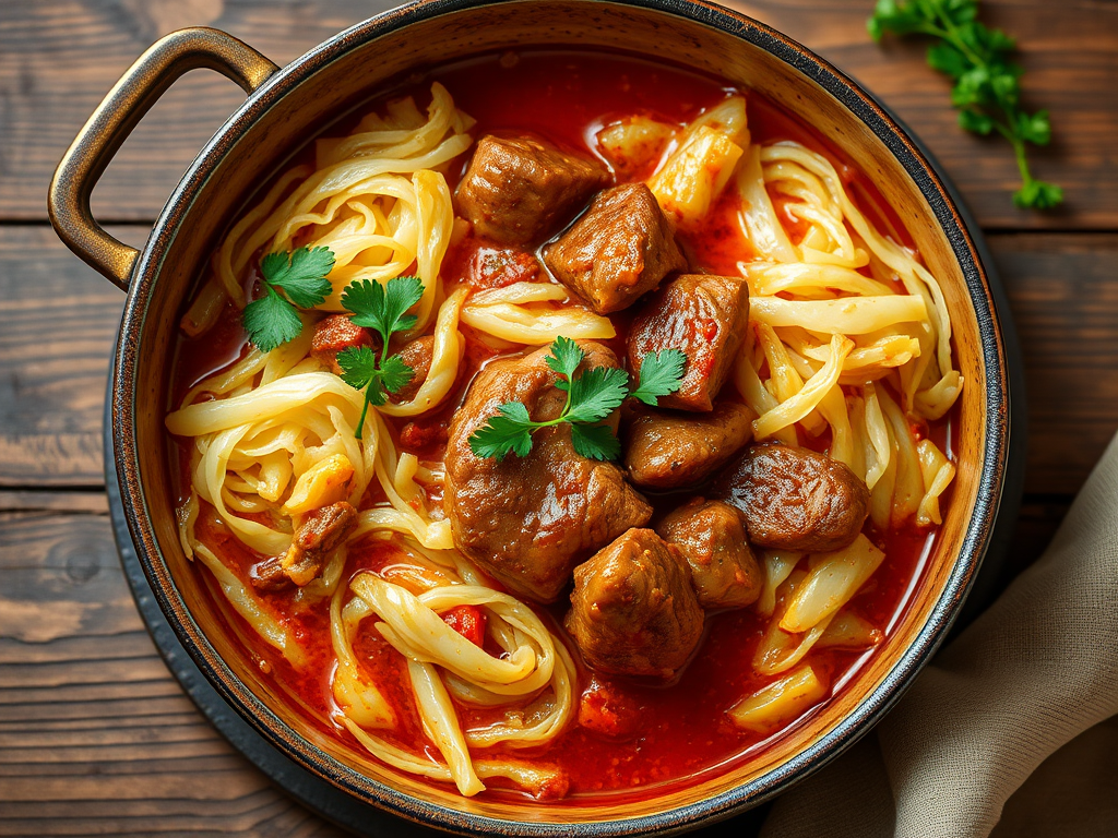 Капуста с мясом с яйцом