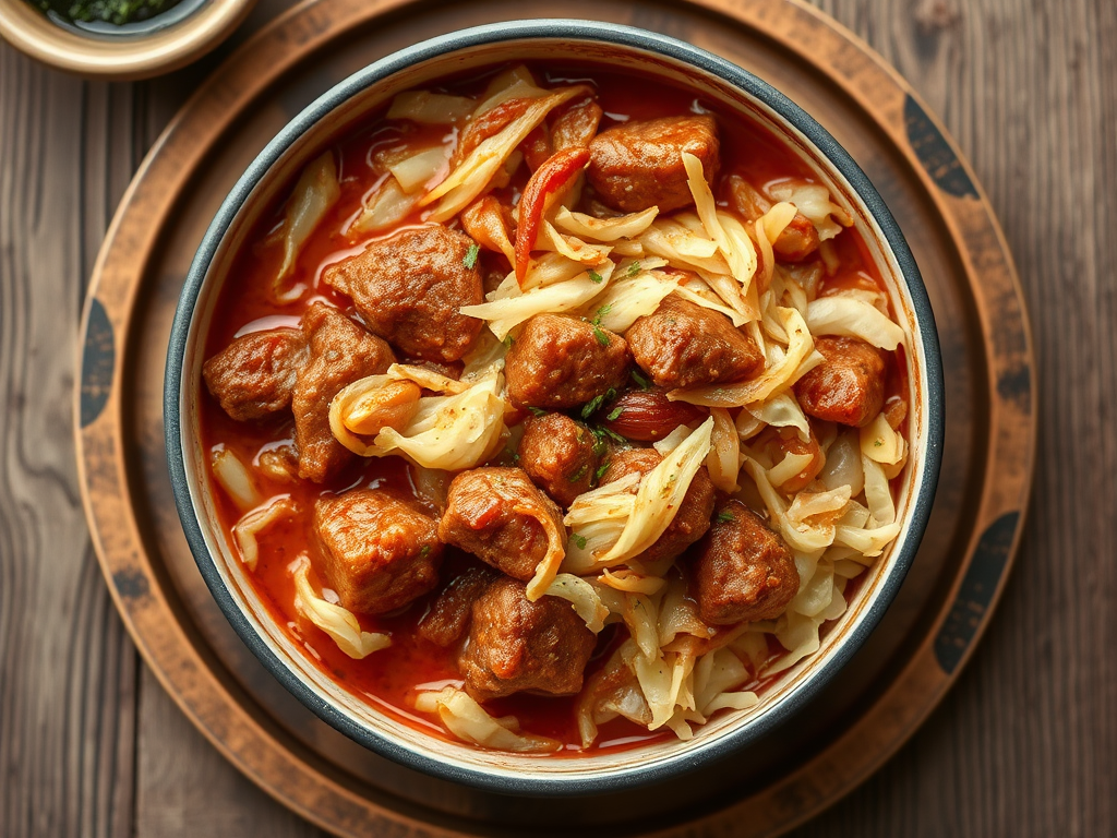 Капуста с мясом с овощной смесью