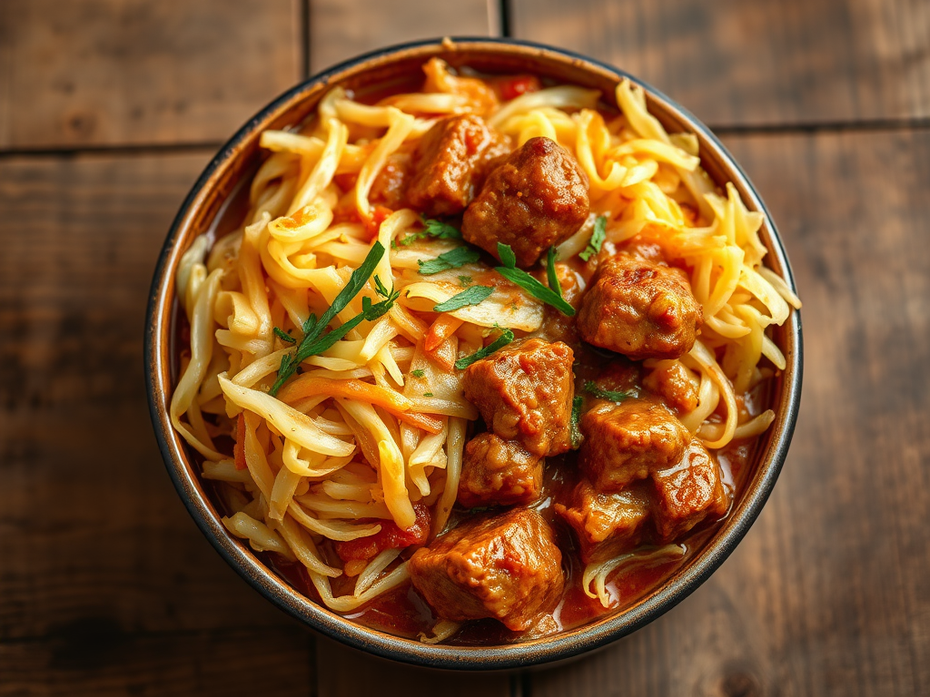 Капуста с мясом с петрушкой