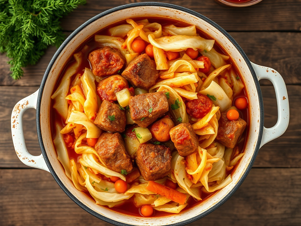 Капуста с мясом с соевым соусом