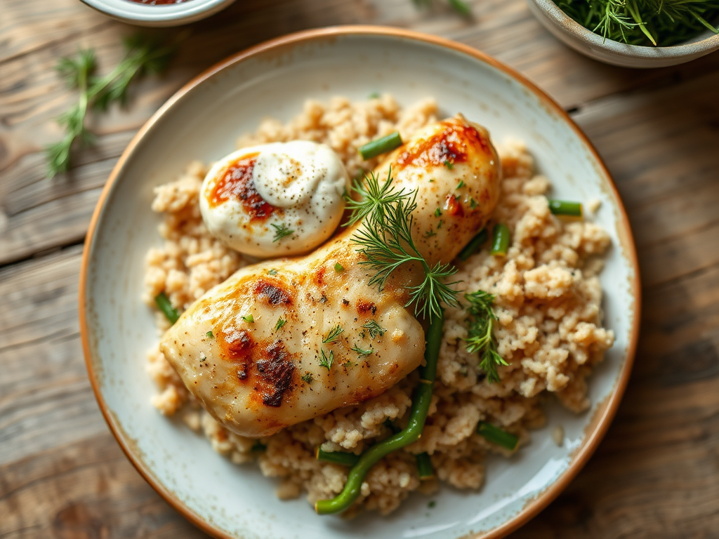 Курица с гречкой с укропом