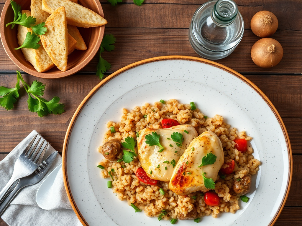 Курица с гречкой с петрушкой
