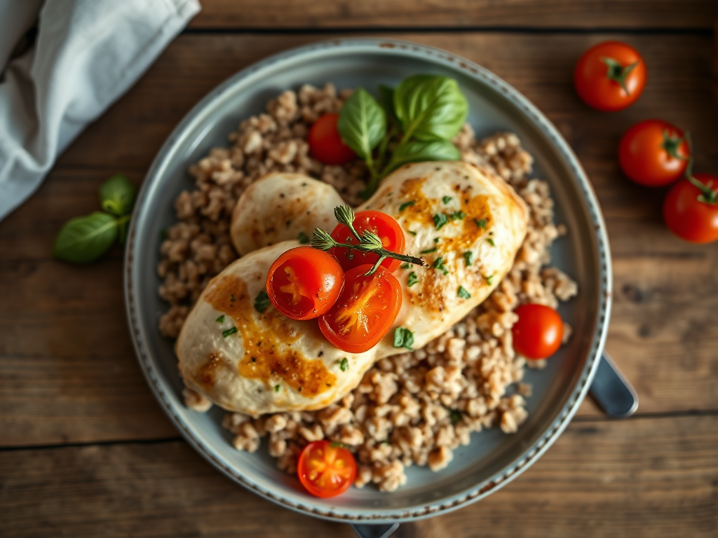 Курица с гречкой с томатами