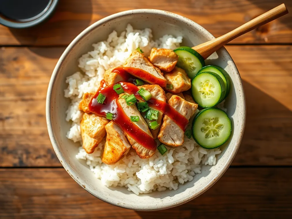 Куриная рисовая миска со сметанной подачей