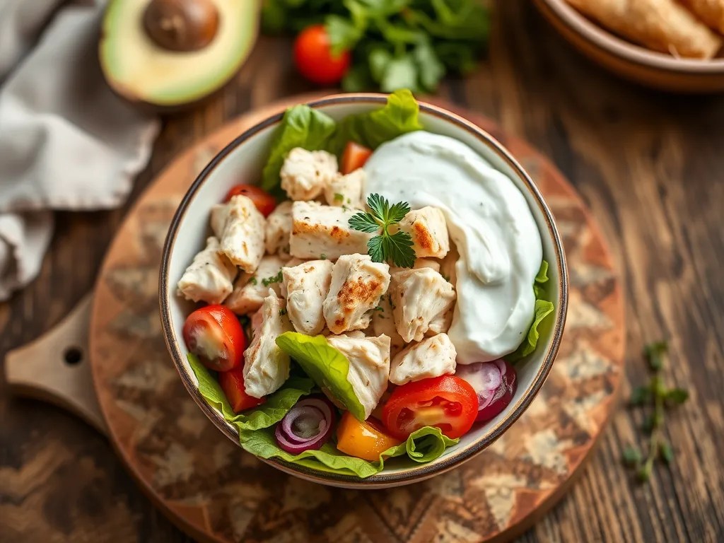 Куриный салат со сметанной заправкой