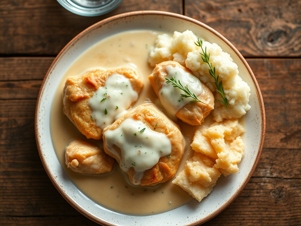 Курица в сметане с хрустящей крошкой