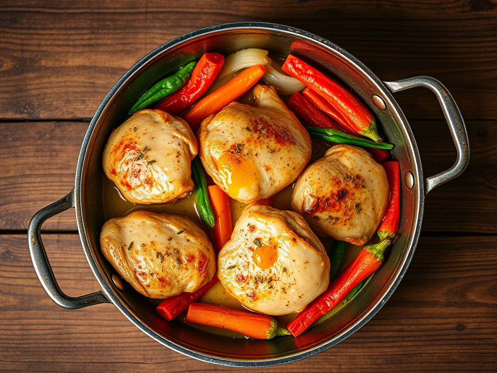 Куриная сковорода с овощами с сыром