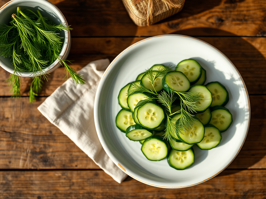 Огуречная закуска с укропом