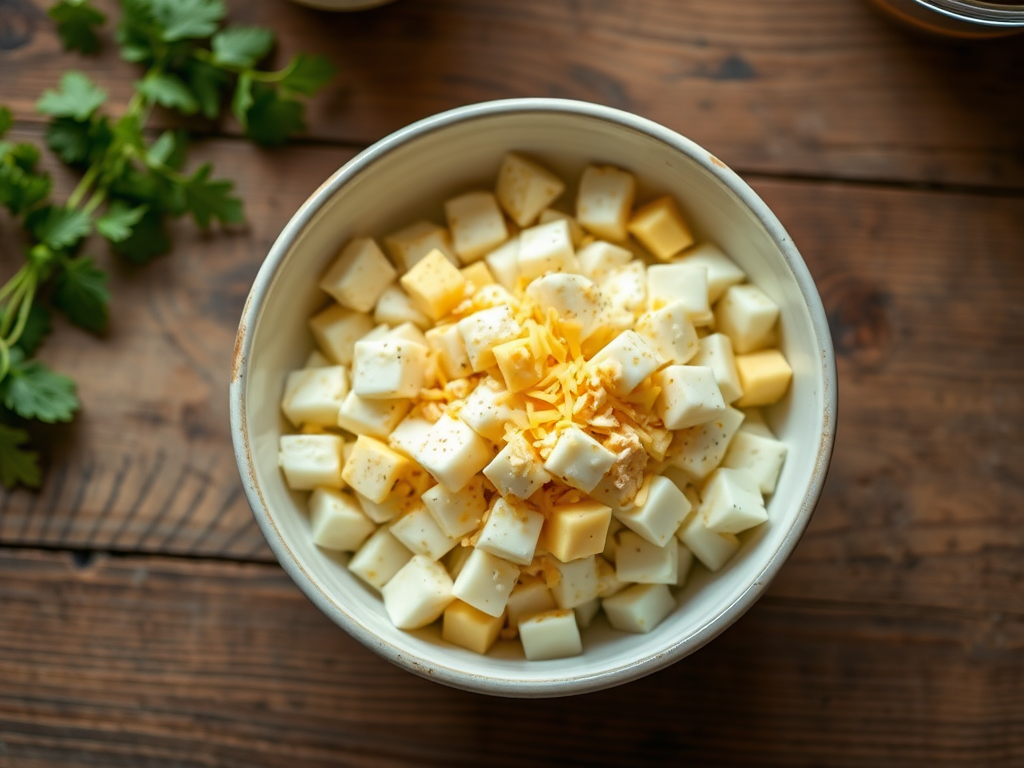 Салат с яйцом и сыром с зеленью
