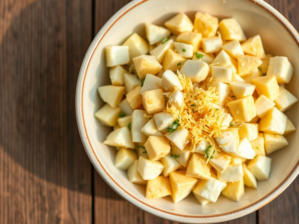 Салат с яйцом и сыром с йогуртовой заправкой