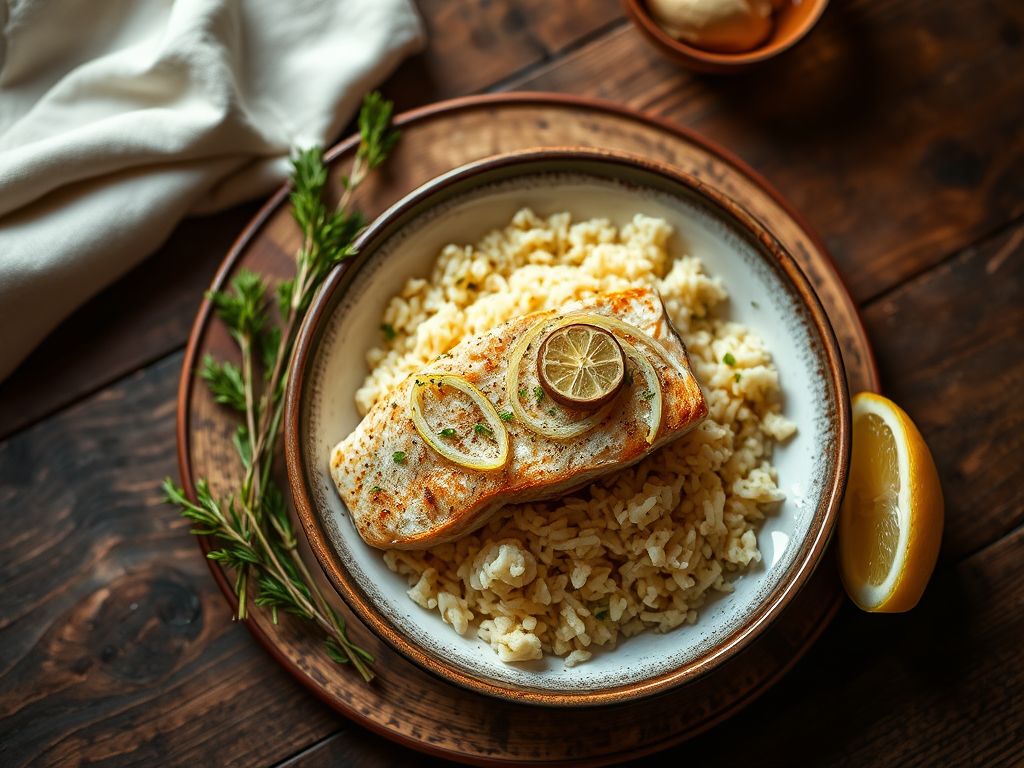 Рыба с рисом с лимоном