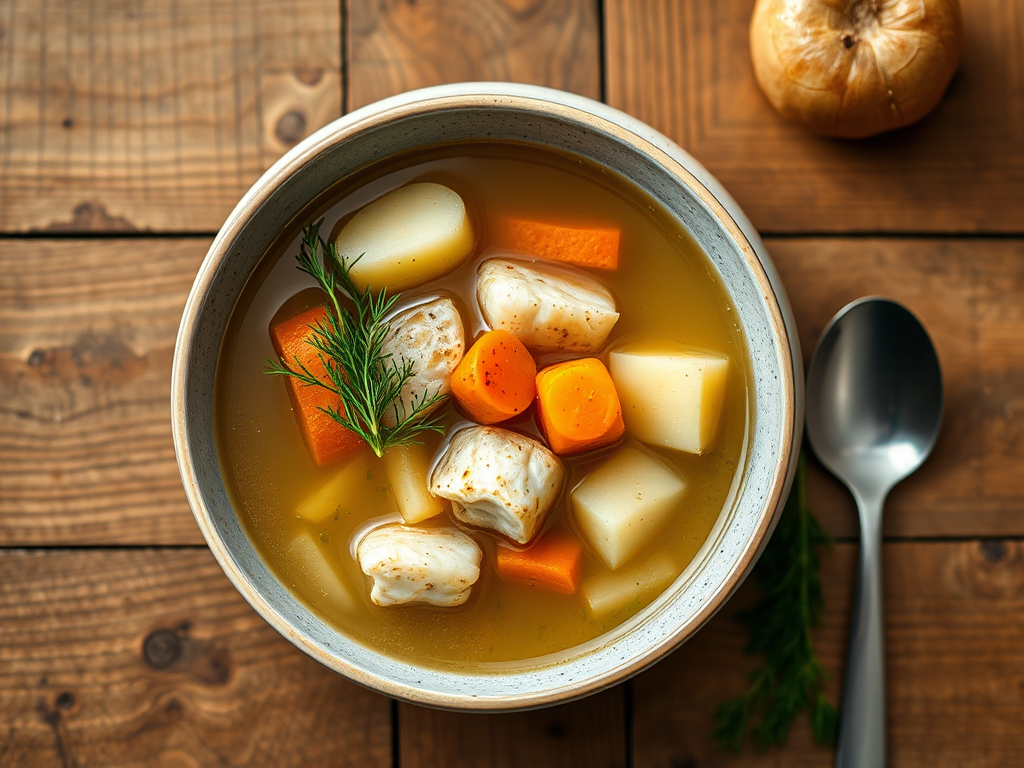 Рыбный суп с зеленью