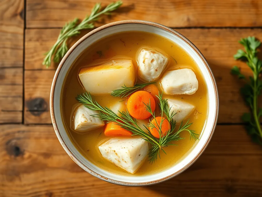 Рыбный суп со сметанной подачей
