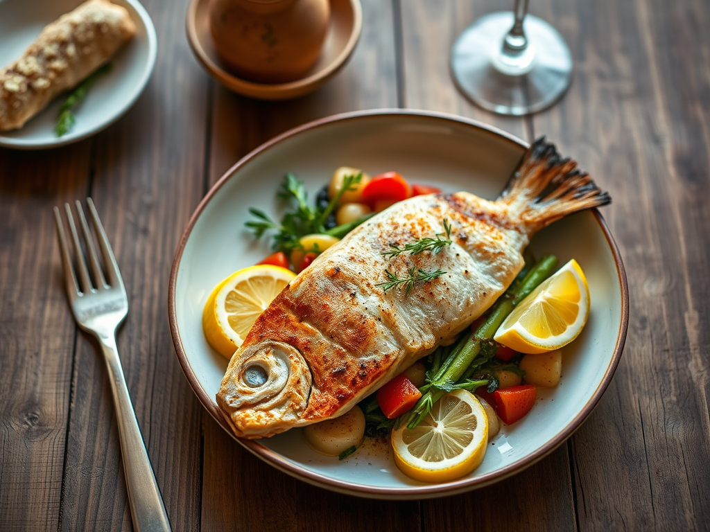 Рыба с овощами с лимоном