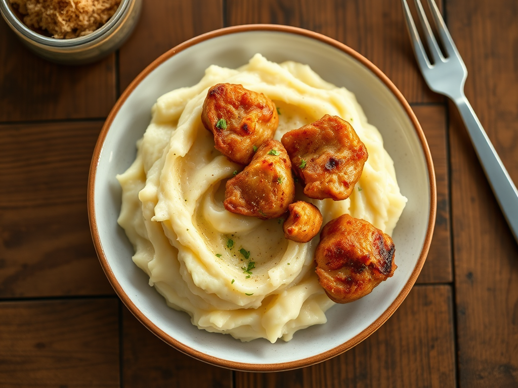 Картофель с курицей для детей с укропом