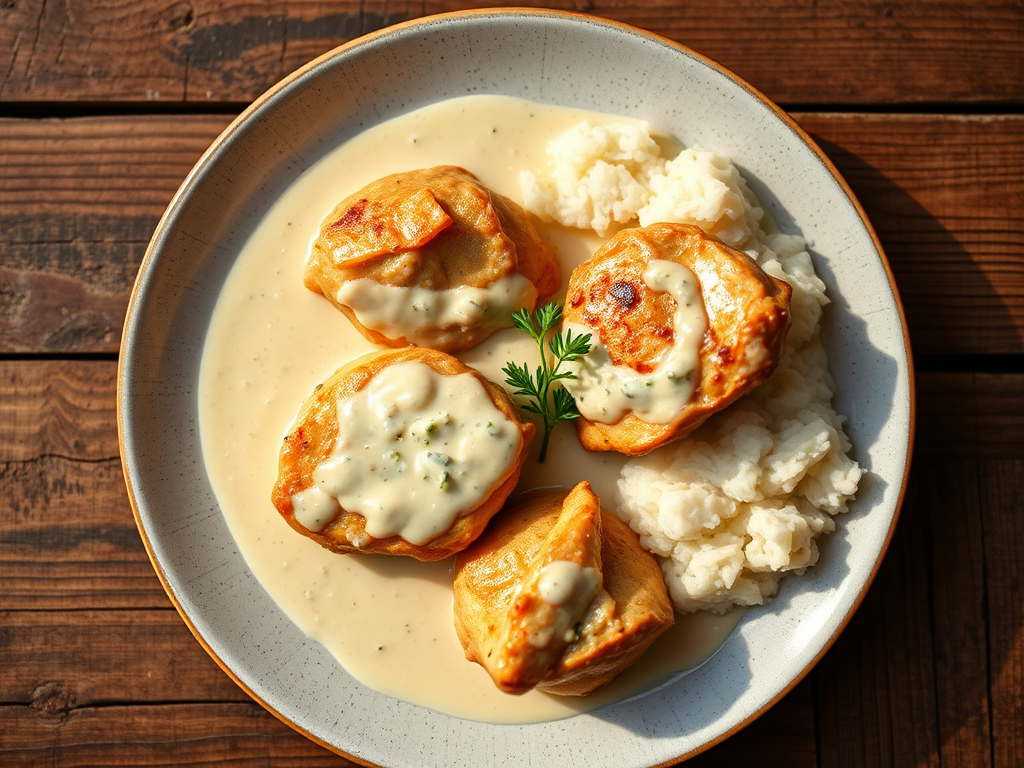 Картофель с курицей для детей со сметаной