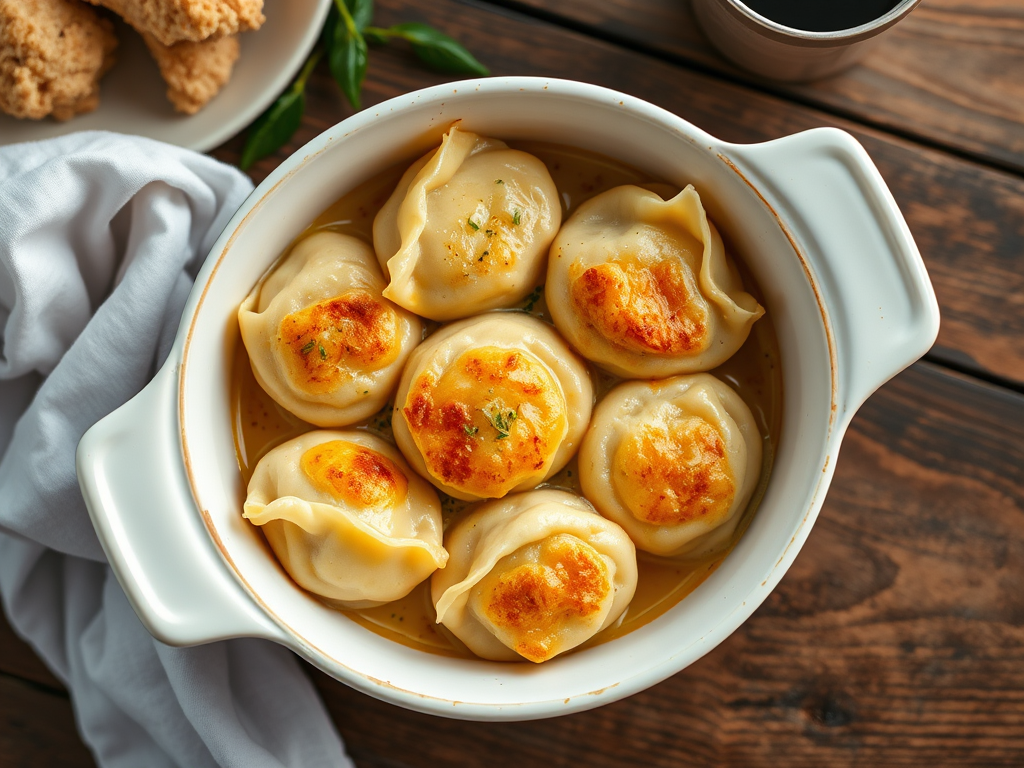 Запечённые пельмени с капустой