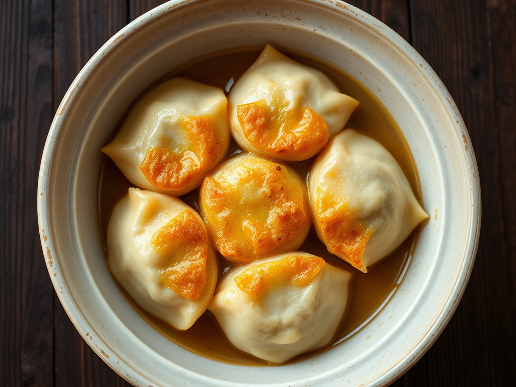 Запечённые пельмени с сыром