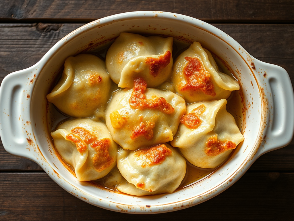 Запечённые пельмени с лимоном