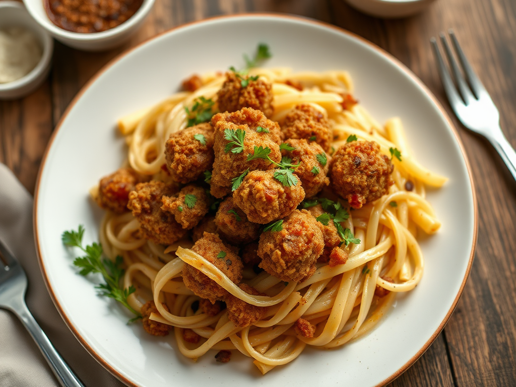 Свинина с капустой с хрустящей крошкой