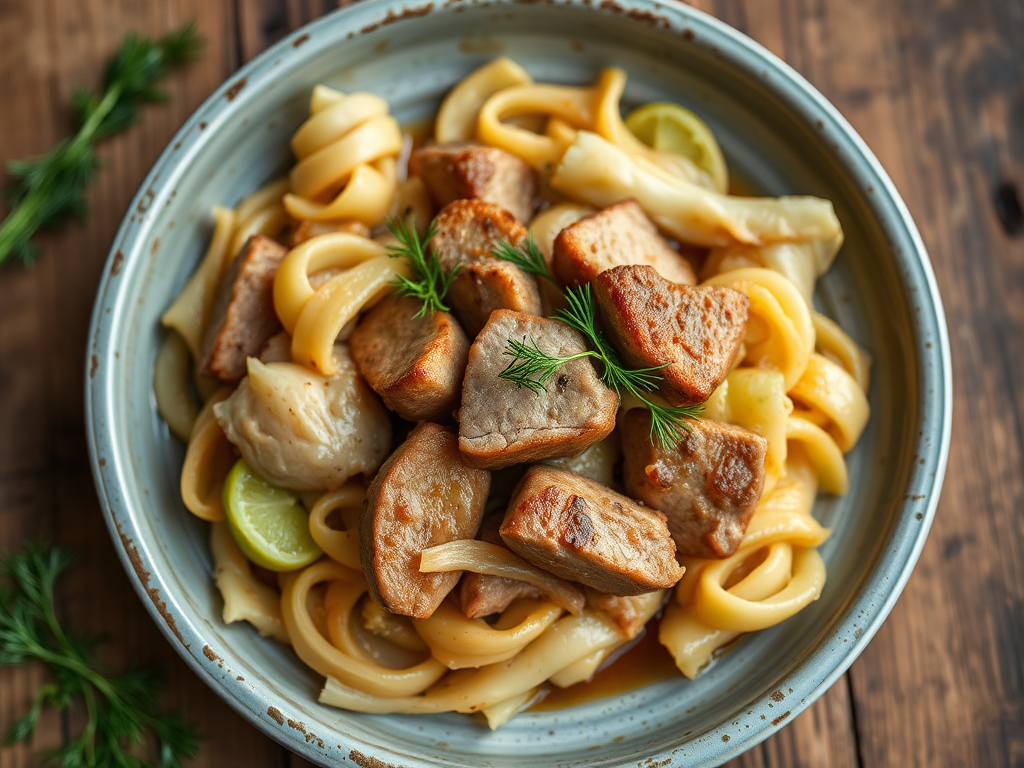 Свинина с капустой с укропом