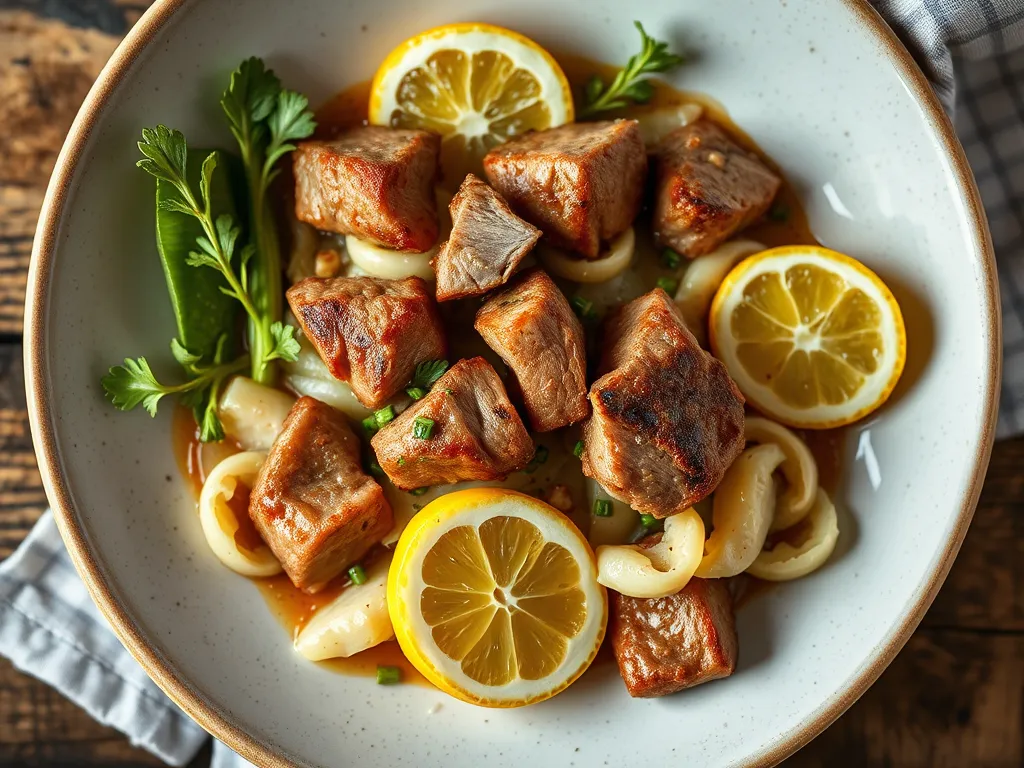 Свинина с капустой с лимоном