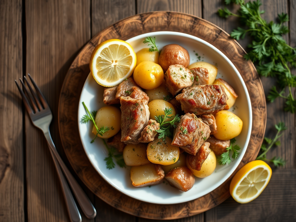 Свинина с картофелем с лимоном