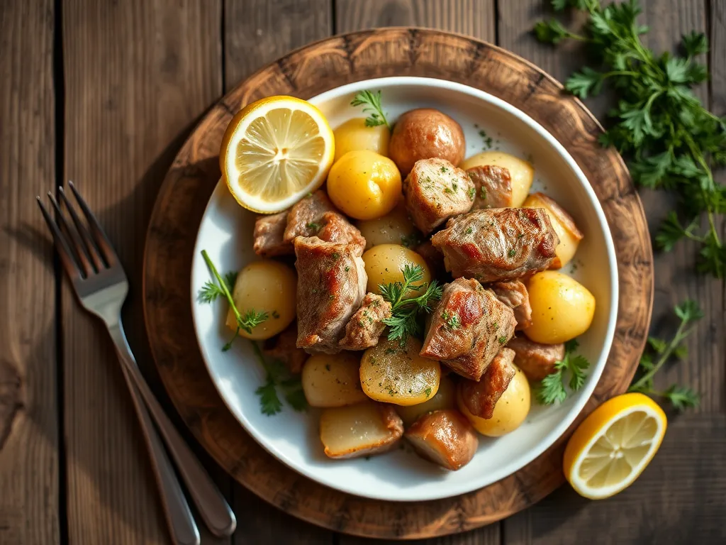 Свинина с картофелем с лимоном